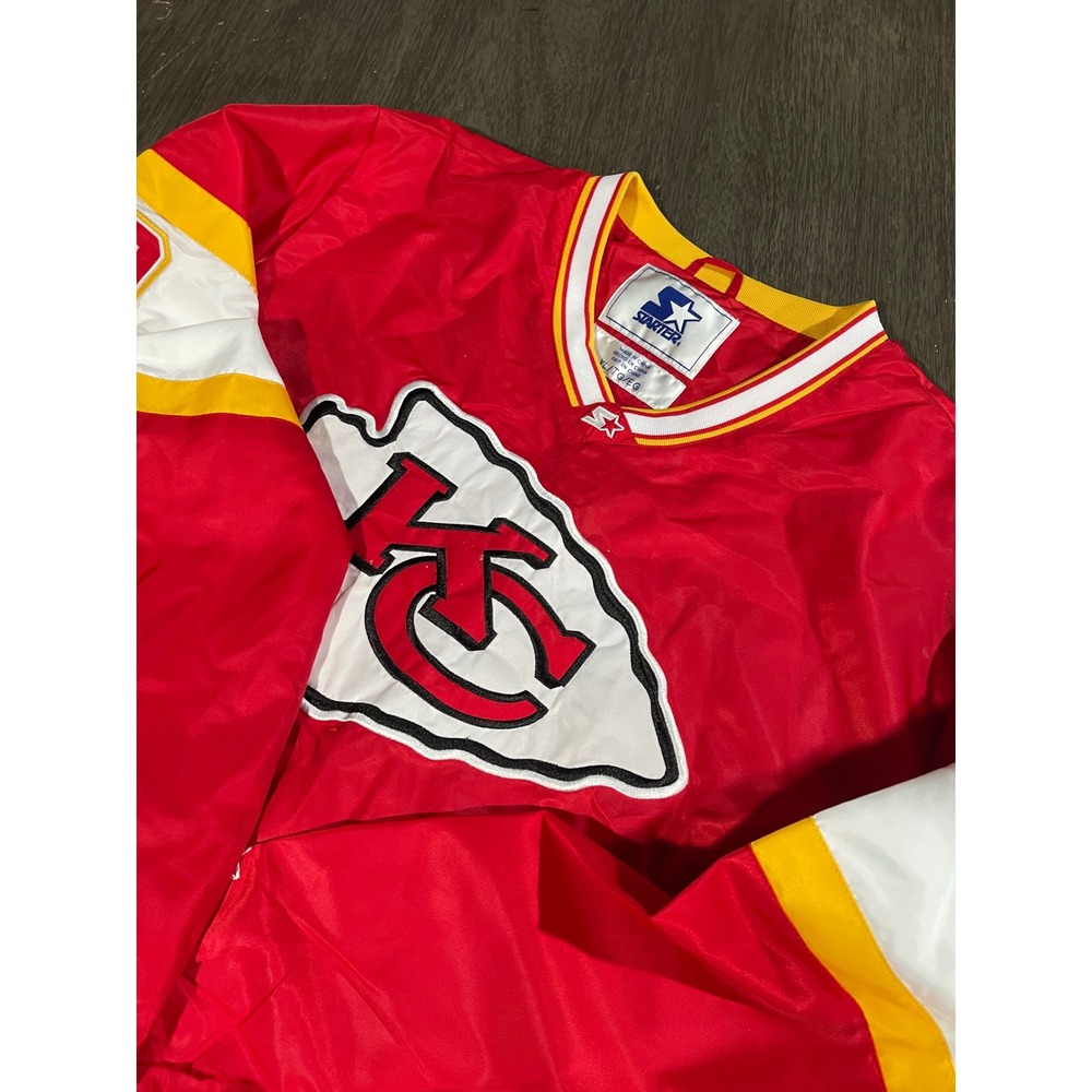 Starter Mens XL Red Kansas City Chiefs Windbreaker Pullover V-Neck Jacket